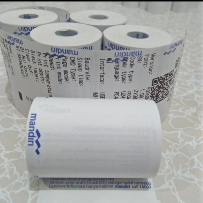 

Kertas thermal logo Mandiri 57x40mm paket 10 Roll SS27