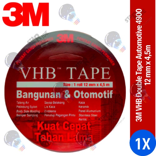 

3M VHB Double Tape Foam Automotive Mobil 4900 Merah Size 12mm x 4.5m