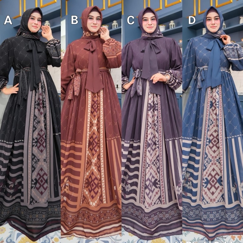 [𝗟𝗶𝘃𝗲 𝗣𝗿𝗼𝗱𝘂𝗰𝘁] GAVESHA SERIES by DMECCA HUMAIRA Gamis Set Scraft Ceruy Jersey PREMIUM READY RUMAH GA