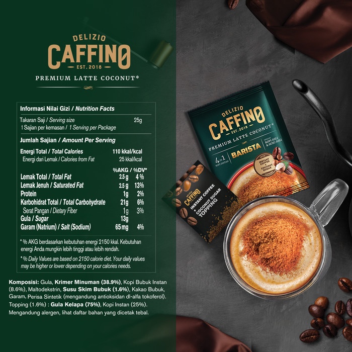 

✨PROMO✨ -Caffino Barista Coconut Renteng - Bubuk Kopi Instan 15 Sachet x 25g