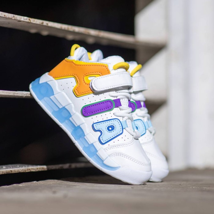 Sepatu ANAK N*KE AIR MORE UPTEMPO KIDS WHITE MULTHICOLOR ORIGINAL