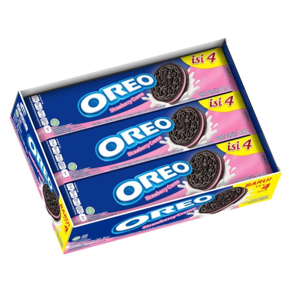 

Oreo Buskuit krim Strawberry 27.6gr x12 cemilan favorit keluarga ORIGINAL