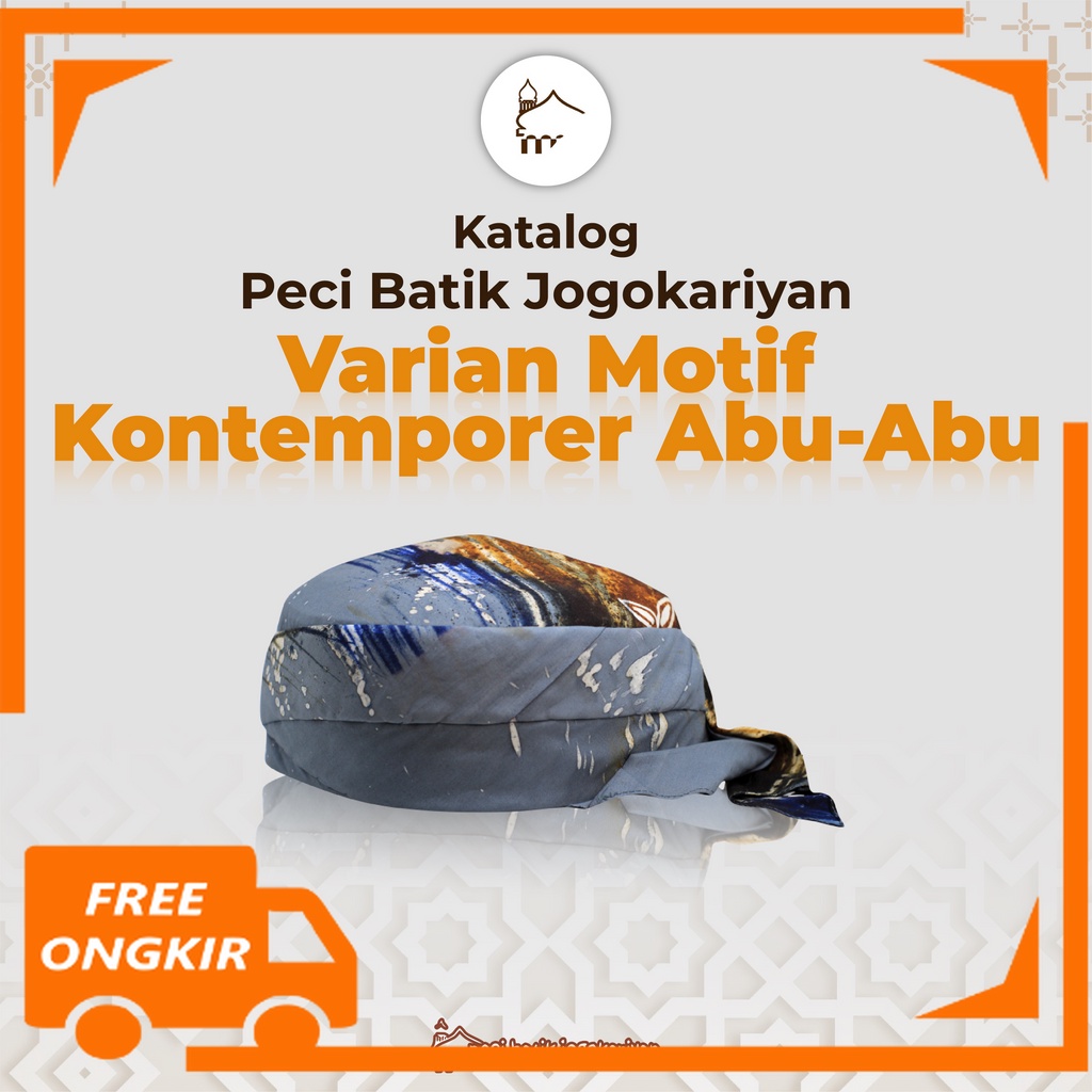 Peci Batik Jogokariyan Jogokaryan kopeah songkok Motif Kontemporer Abu Abu