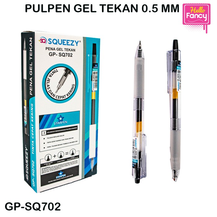 

Pulpen Gel Tekan Starpen | Gel Pen Click SQ Starpen 0.5mm SQ702 (1Pck)