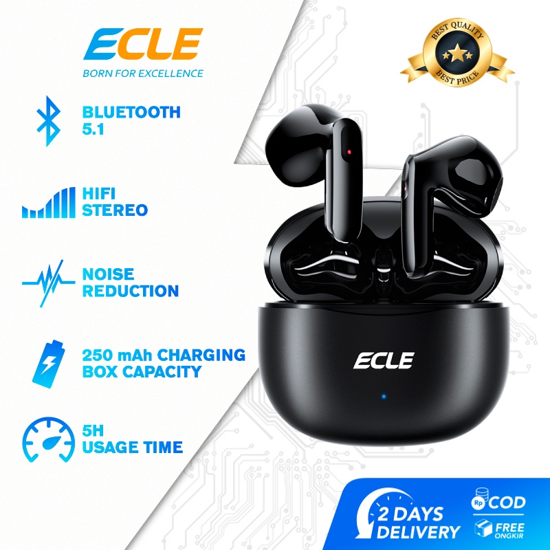 COD ECLE P1 TWS Earphone Bluetooth Headset Bluetooth Earphone Wireless Noise Reduction Hifi Stereo Bluetooth 5.1