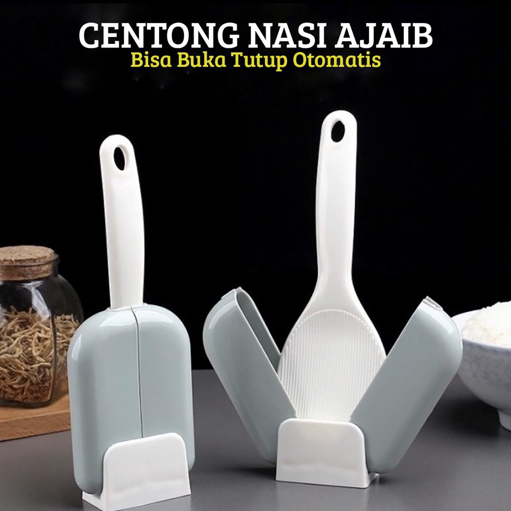 Centong Nasi Ajaib Anti Lengket Buka Tutup Otomatis / Rice Spoon untuk Peralatan Dapur Serbaguna Mul
