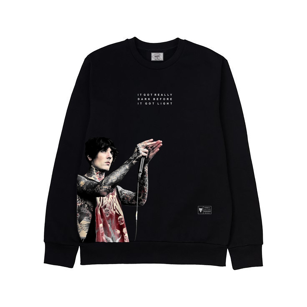 jaket pria sweater crewneck hitam bmth