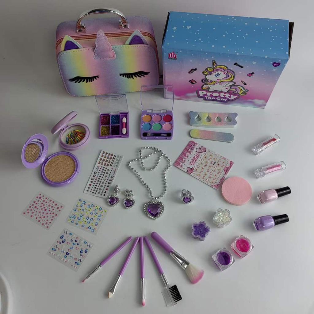 Tatajoy Mainan Make Up Bag Mermaid Alat Rias Anak Fungsi Real Children Pretend Play Glamous Beauty Bag Makeup Kit bag Anak Unicorn