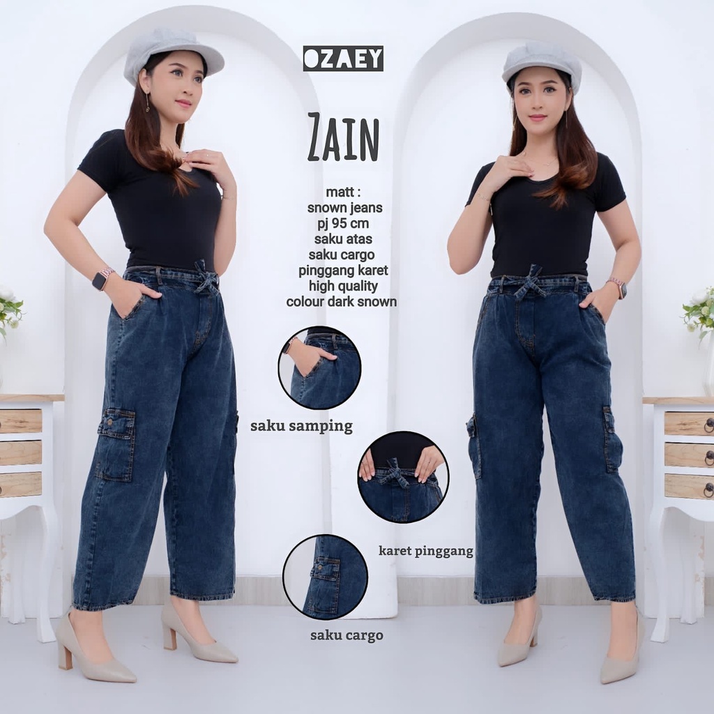 FAFA - ZIKA KULOT CARGO JEANS WANITA VARIASI TALI