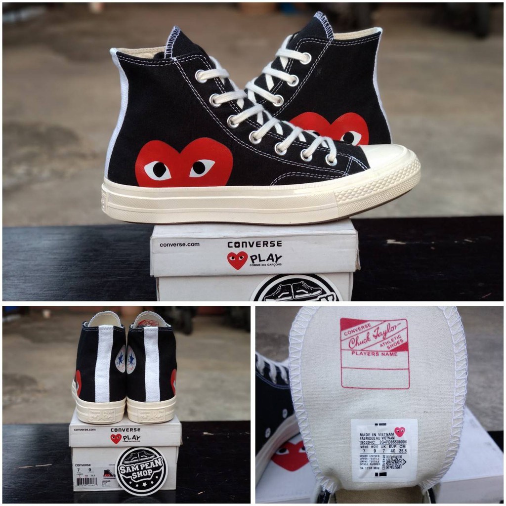 100% PREMIUM Sepatu converse 1970S 70S X CDG PLAY high black white original premium BNIB