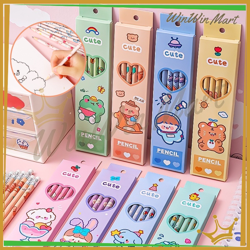 

10pcs Pensil Set Isi Banyak/pensil set lucu/set pensil tulis + penghapus/Pensil Set Alat Tulis Sekolah Anak Lucu/ 4pcs pensil set pack
