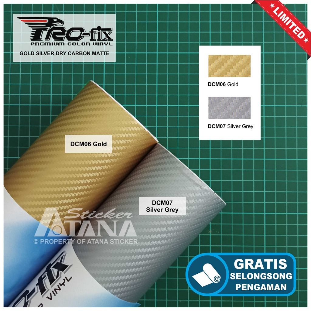 Skotlet Gold Silver Carbon 3D Doff Profix Scotlet Karbon Fiber Emas Perak Kasar Stiker Abu Kevlar Do