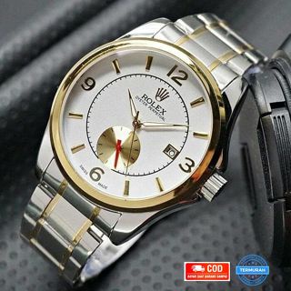 Jam Tangan Rolex Pria Varian Baru 641YG Strap Rantai Tanggal Aktif Free Box & Baterai Cadangan