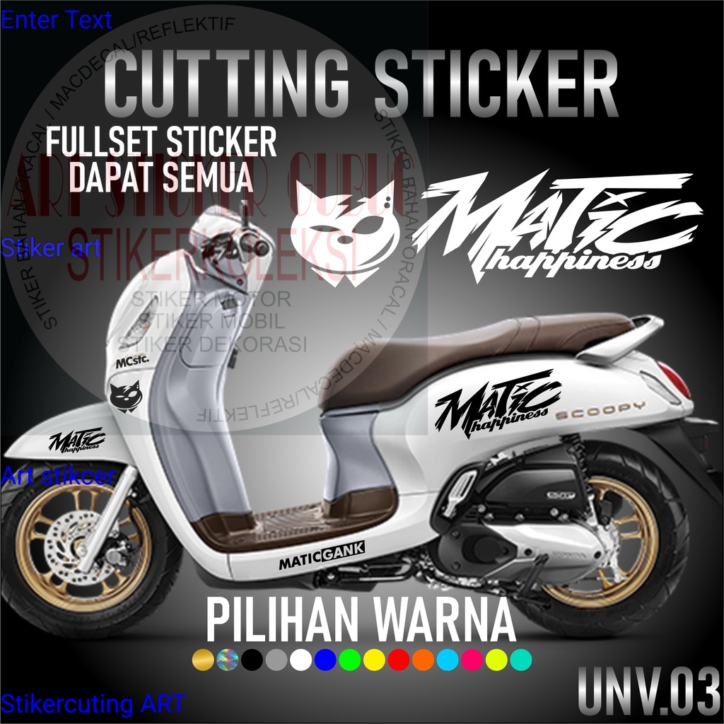 Promo COD Cutting Sticker Matic Happines Satu Set - Aksesoris Stiker Striping Motor Honda Scoopy 201