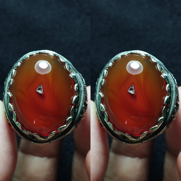 Cincin Batu Akik Kristal Merah Red Baron Yaman Ahmar GambarMotifAntik5