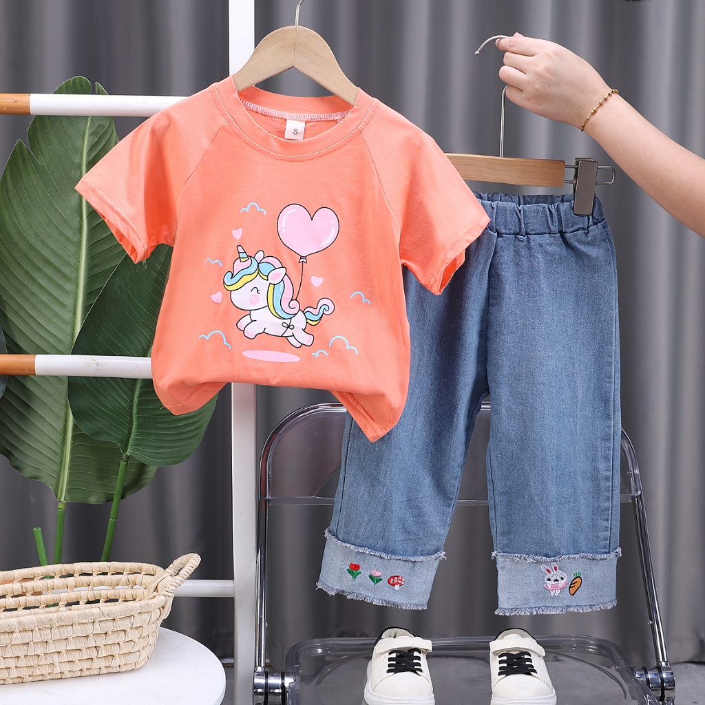 BAJU ANAK PEREMPUAN SETELAN ANAK PEREMPUAN CELANA LEVIS ANAK  BAJU 1-5 TAHUN