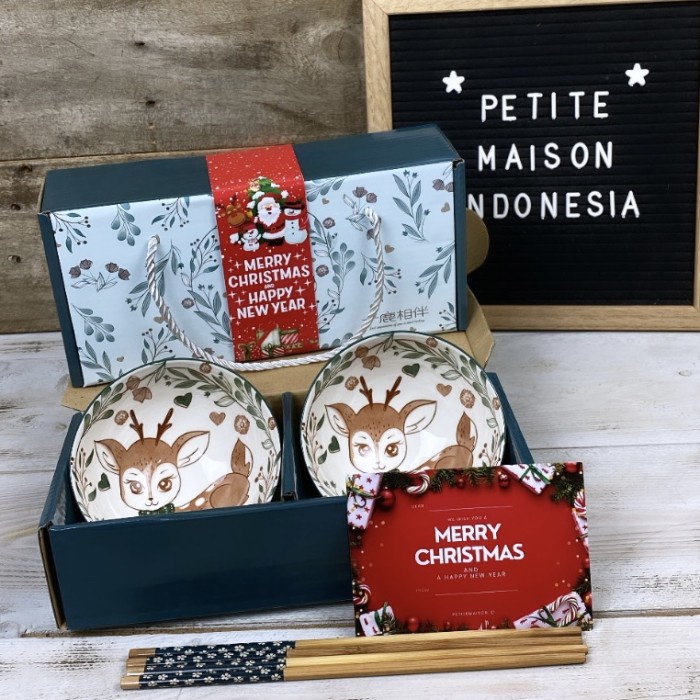 

Hampers Natal Japanese bowl set isi 2 mangkok keramik hadiah souvenir - Rumi set