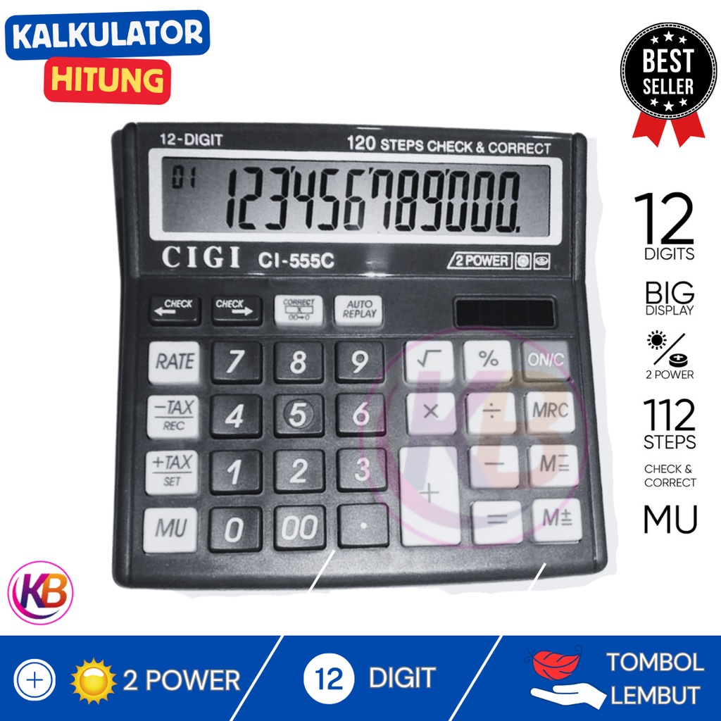 

Calculator Kalkulator 12 Digit (120 Steps) - Check Correct - Dua Power - Cod - Toko Gemilang