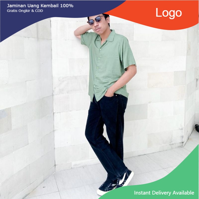 Kemeja Polos Sage Green Oversize/ Murah lebay