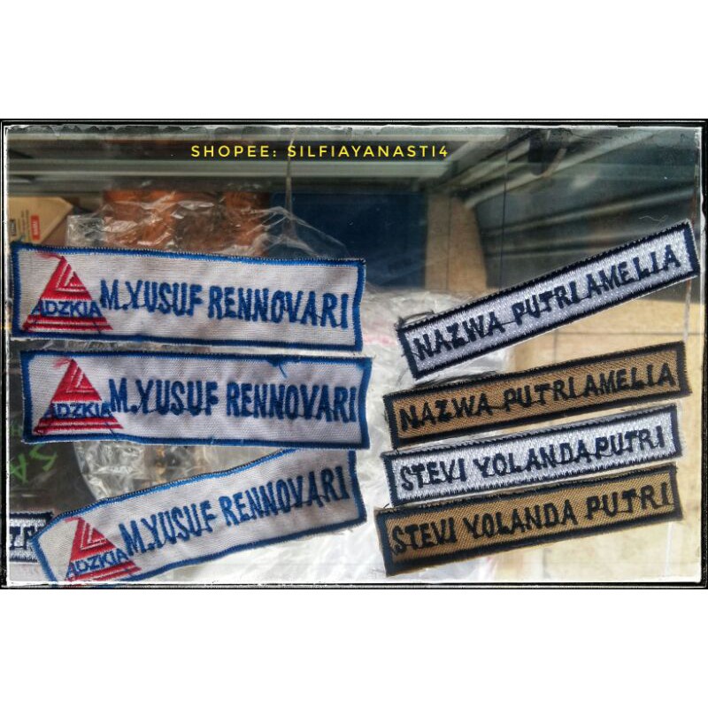 

Bordir Bordir BORDIR BET NAMA SEKOLAH / SATPAM / DOKTER / PEGAI ( NAME TAG ) Terbaru Bordir Nama Bordir Nama Custombisa pesan satuan