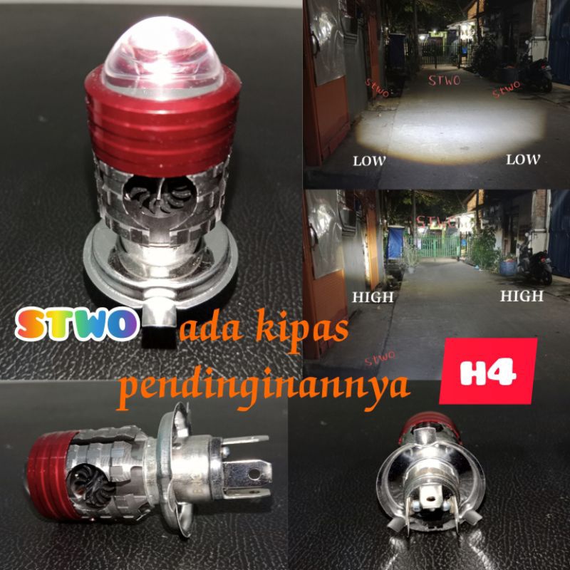 lampu utama Motor projector LED laser Kipas Lampu Motor KIPAS pendingin H4 AC DC super terang