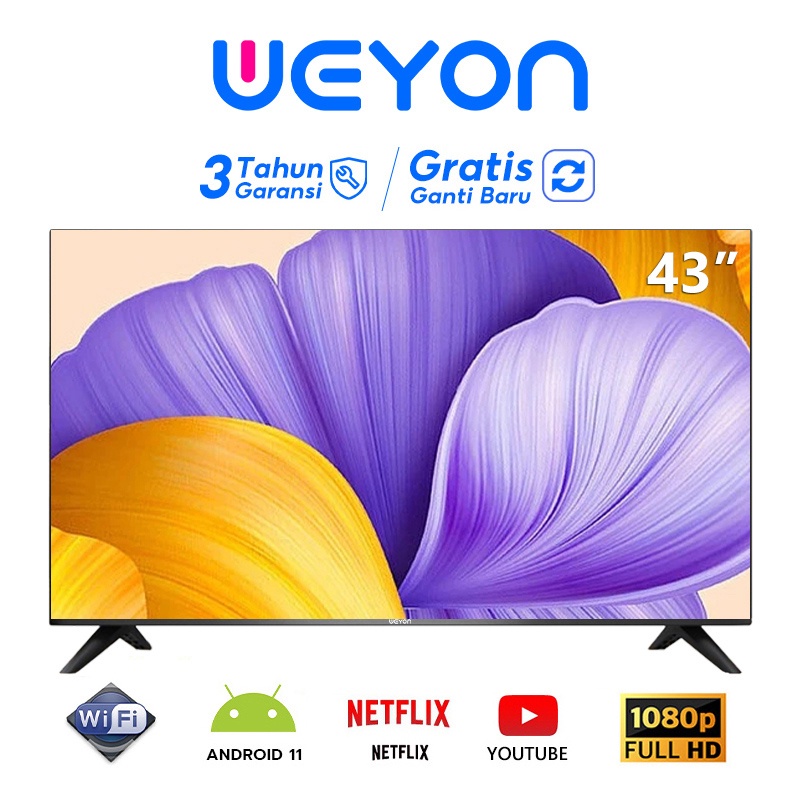 WEYON Smart TV LED 43 inch TV Digital Android 11.0 Youtube-Netflix-Wifi