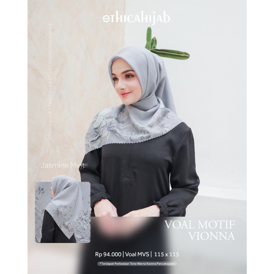 ETHICA HIJAB VOAL MOTIF VIONNA DAISY SNOW GREEN LILY JASMINE MINT LUPINE BLUE  ROSE CHALK HIJAB KELU
