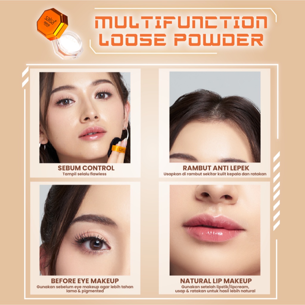 OM Salsa Cover Me Loose Powder - Bedak Tabur Oil Sebum Control Tahan Lama 12 Jam Setting Face Powder Natural Translucent