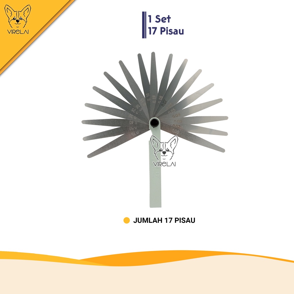 alat Ukur Celah / Feeler Gauge 17 Blade / Feeler Puller / Setelan Klep