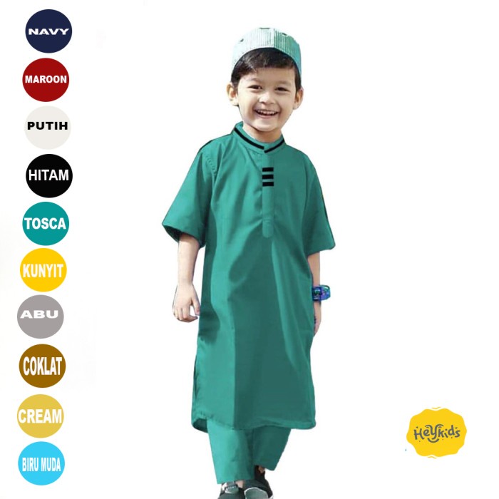 best -koko anak laki 1 - 12 tahun / stelan baju muslim anak laki - Hitam, XS