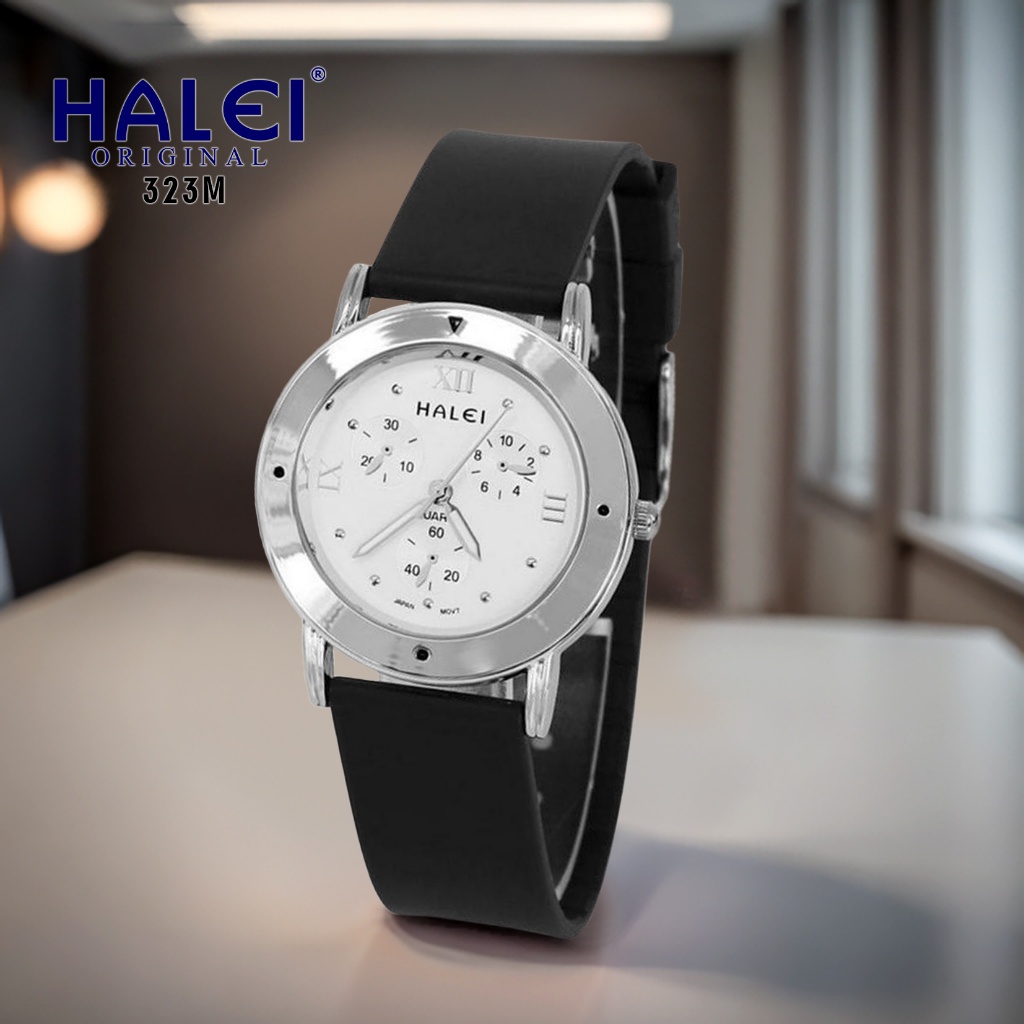 Halei Watch 323 M - Jam Tangan Halei Pria Karet Analog Kekinian – Tahan Air dan Garansi 1 Tahun. Fre