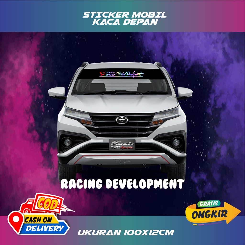 Stiker mobil kaca depan belakang Racing Development hologram