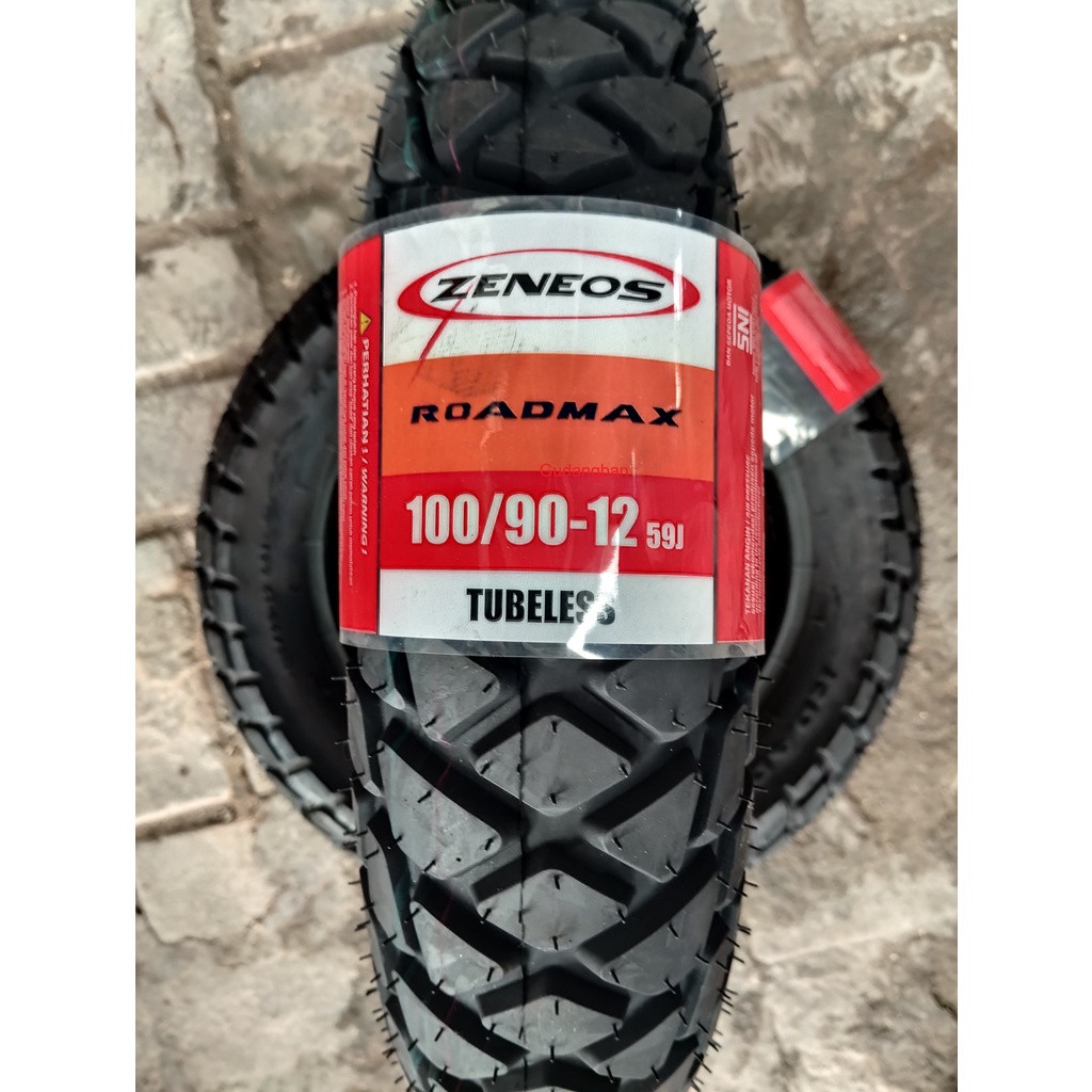 ( RING 12 ) Zeneos ROADMAX 100 / 90  - 12 Ban motor TL Dual Purpose Semi Trail scoopy FREE PENTIL