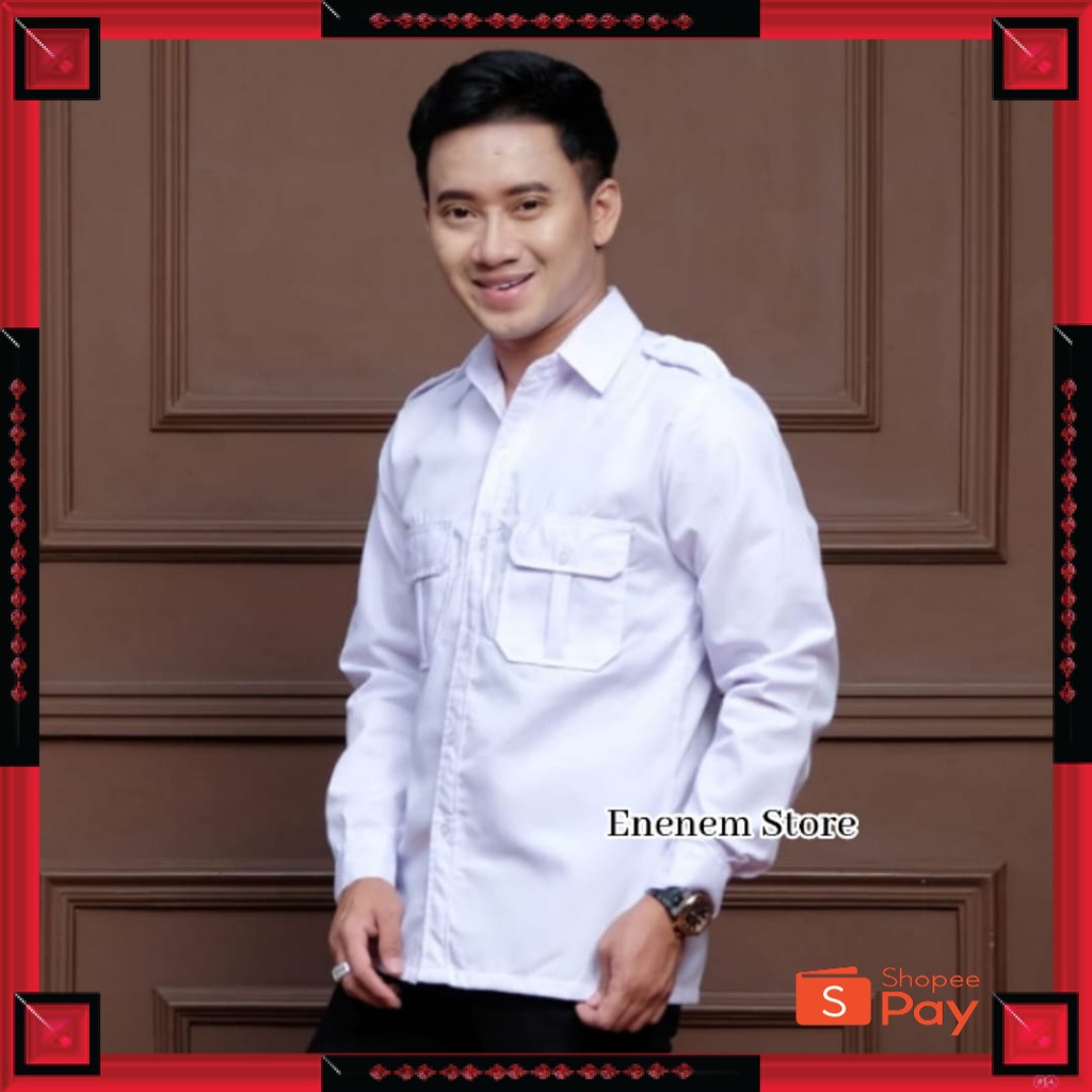 12.12 SERAGAM SALE / Seragam PDH Pria Putih Lengan Panjang Baju DinasPutih Pria Japan Drill Baju Din