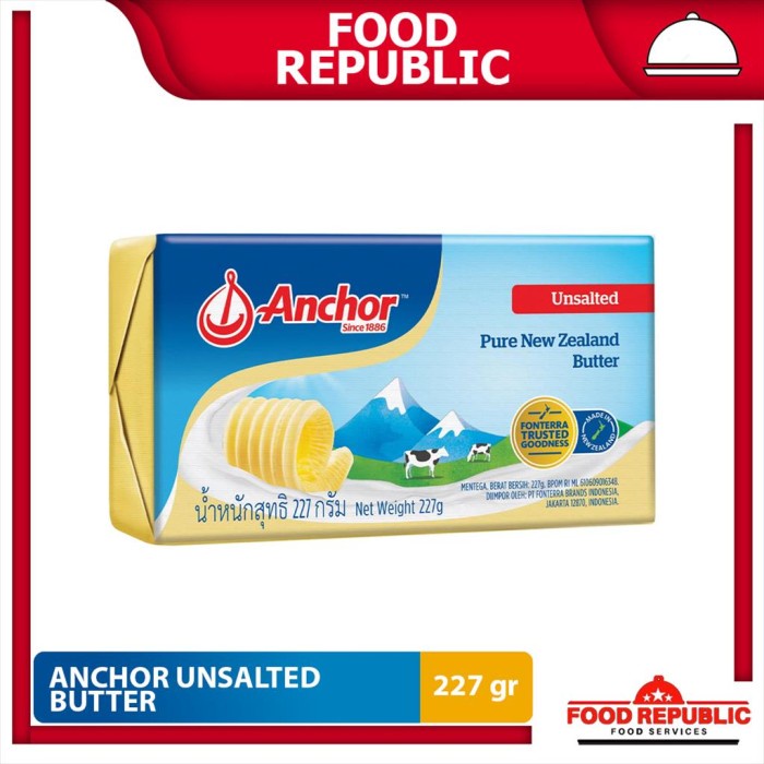 

[Big Sale] Anchor Unsalted Butter 227 GR Halal Enak Import New Zealand Premium