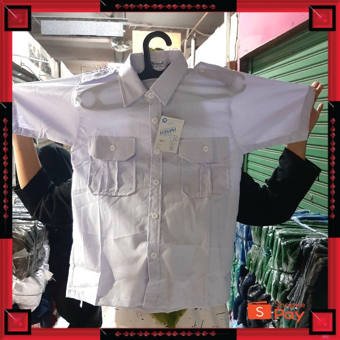 12.12 SERAGAM SALE / Seragam sekolah seragam kerja pria/laki-laki saku 2 atas warna putih/pdh/pdl/sa