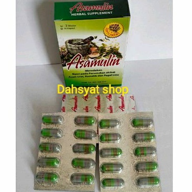 

Asamulin kapsul asam urat 1 box isi 3 blister Obat Asam urat, reumatik, pegel linu, kolesterol