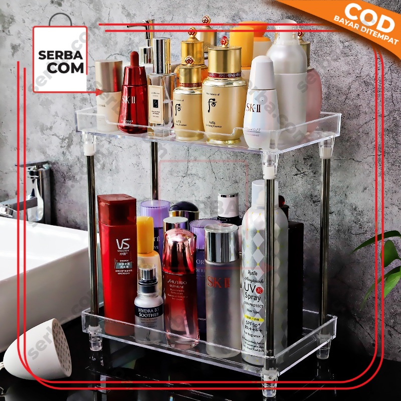 Rak Kosmetik Acrylic 2 dan 3 Tingkat Serbaguna / Rak  Make Up / Rak Penyimpanan Multifungsi
