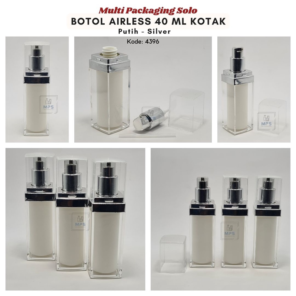 Botol Vaccum 40 Ml Kotak Putih / Botol Acrilic / Botol Kosmetik / Botol Vaccum 40 Ml