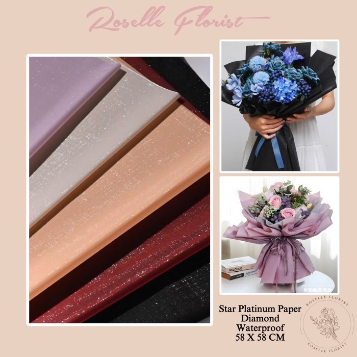 

Kertas Bunga Motif Star Platinum Paper Diamond Gliter Wrapping Paper