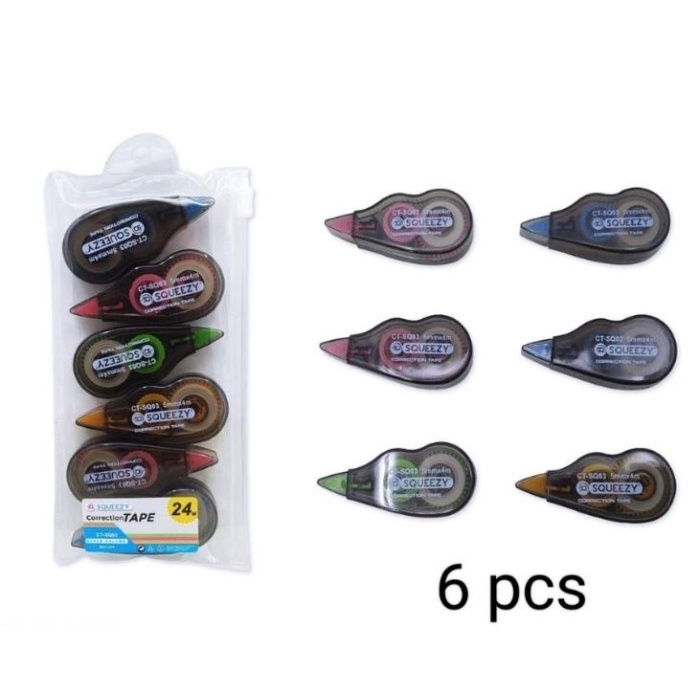 

TIPEX KERTAS SQUEEZY 1 SET ISI 6 PCS / CORRECTION TAPE MURAH 24 METER