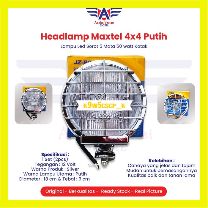 Lampu Sorot Tembak Headlamp Headlight Mobil Truck Truk Maxtel 4x4 12 V