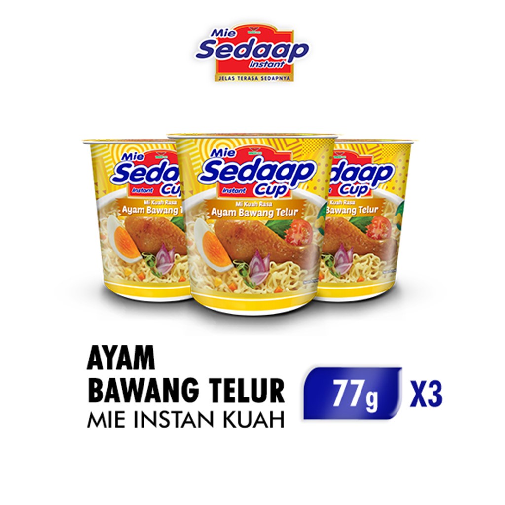 

Mie Sedaap Ayam Bawang Telur Cup 77 gr x 3 Bungkus