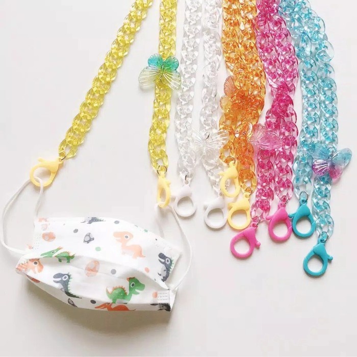 

crystal butterfly mask/tali rantai masker/kalung masker /mask chain - Kuning