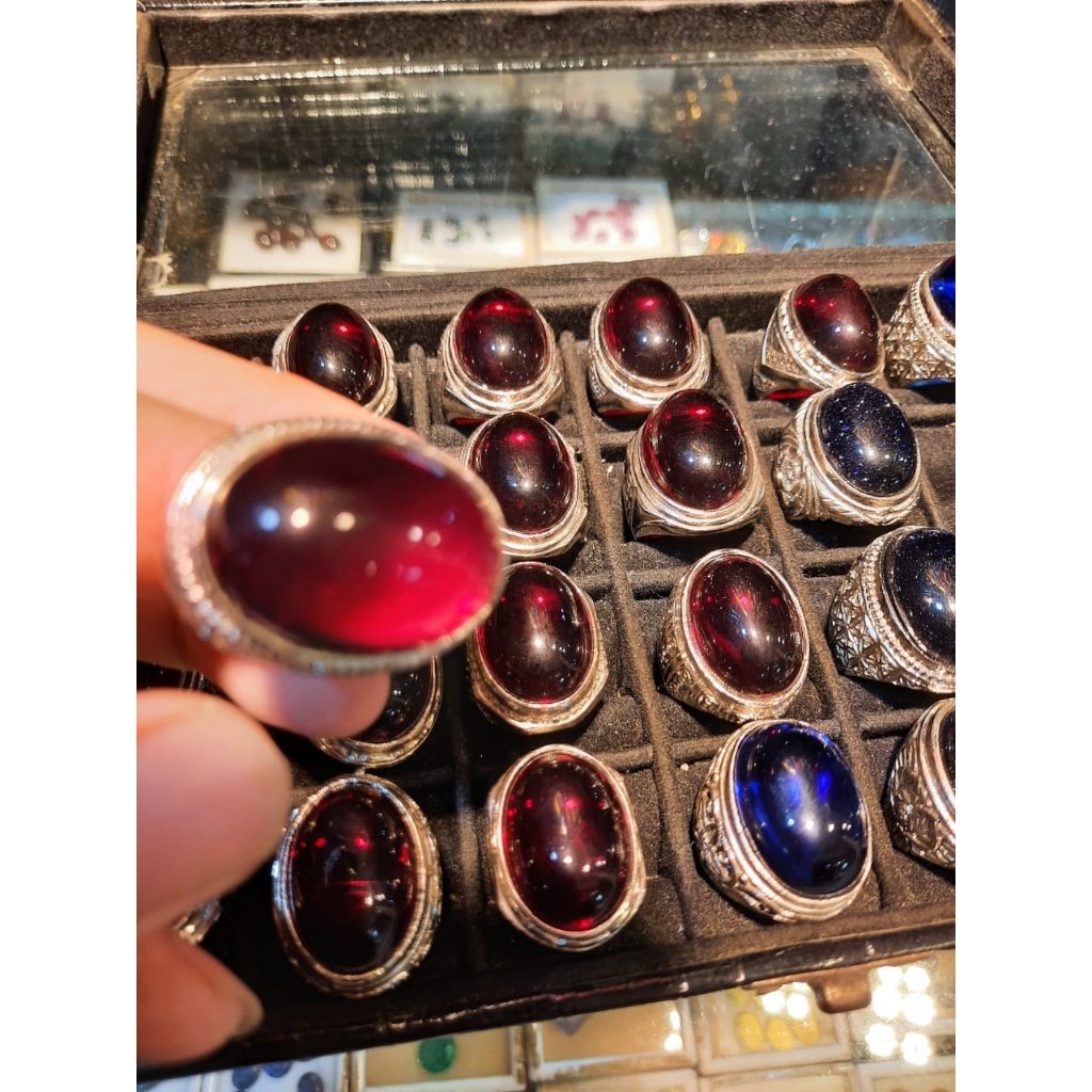 BISA COD. Cincin Batu Akik Merah Siem / Siam / Cincin Merah High Quality Halus, Ring Titanium Model 