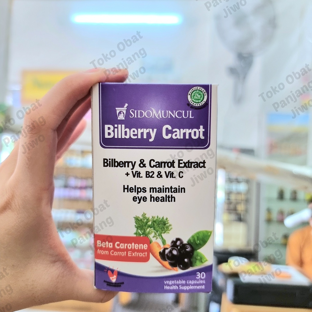 SIDOMUNCUL Bilberry Carrot VitB2 dan Vit C 30 Kapsul SIDO MUNCUL Bilbery Carot Kesehatan Mata Vitami