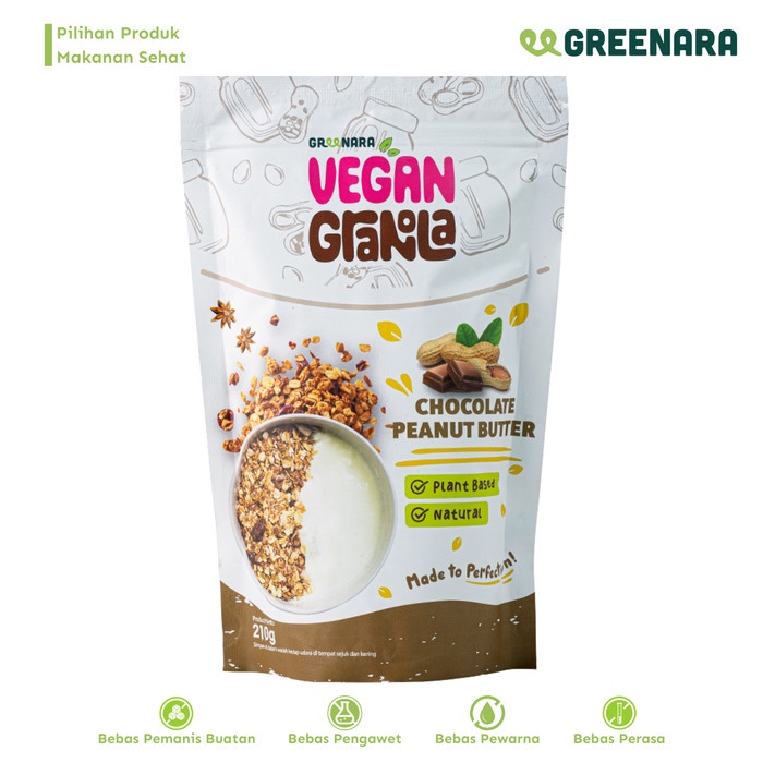 

[KUALITAS TERBAIK] Vegan Granola Chocolate Peanut 210gr / Granola Coklat Kacang Termuarah
