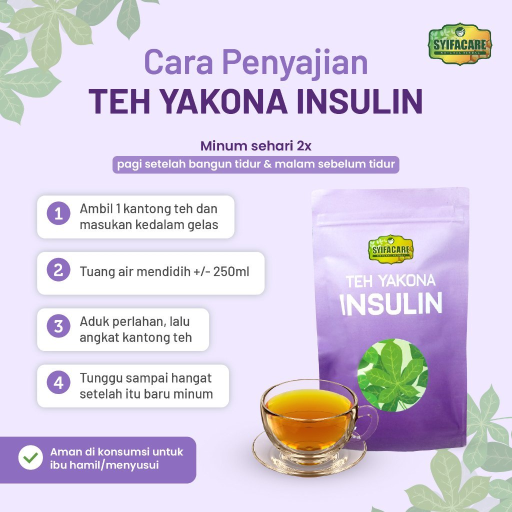 

Teh Yakona Insulin Alami Syifacare Membantu Atasi Keluhan Diabetes 40gr