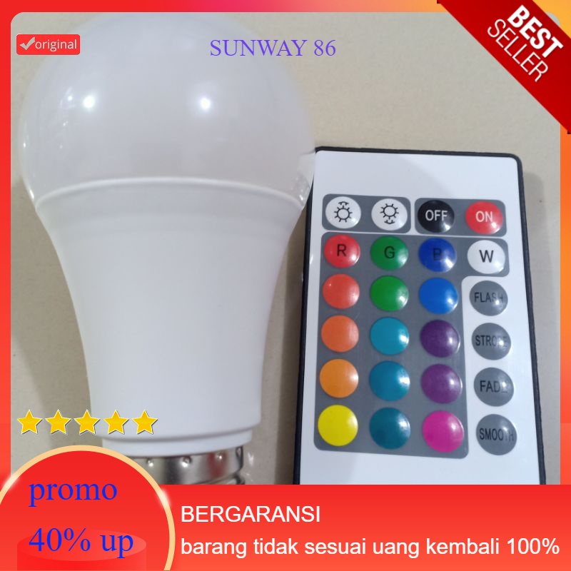 LAMPU  REMOTE Berubah Warna, ada 15 Warna Pakai Remote Control Lampu Hias led Warna Warni