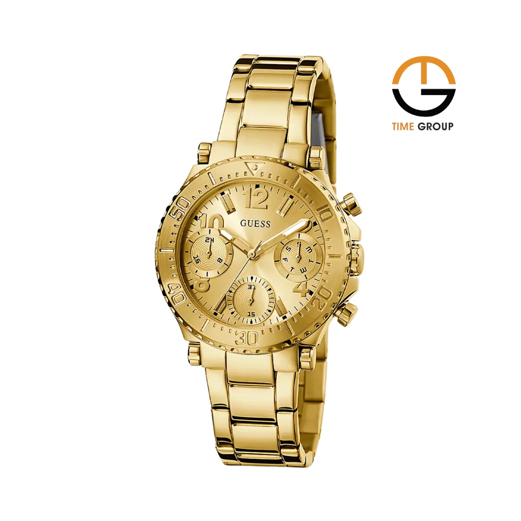 JAM TANGAN WANITA GUESS GW0465L1 GOLD DIAL STAINLESS STEEL STRAP